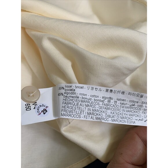 NWOT Zara Mens Light Yellow Relaxed Fit Short Sleeve Button-Up Shirt Size L - Picture 8 of 8